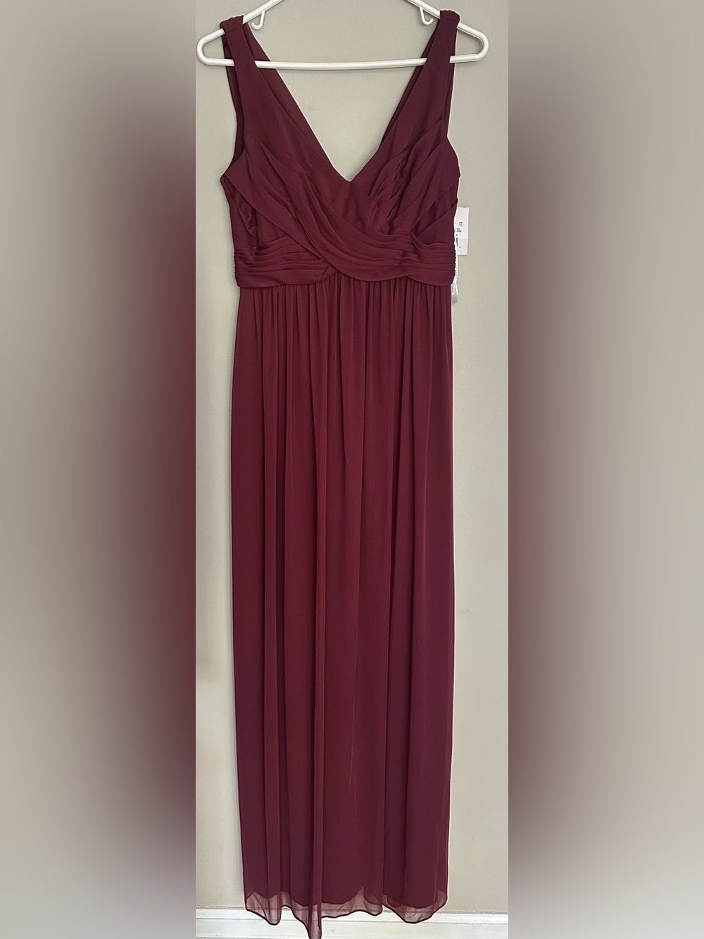 David's Bridal size 8 Sleeveless V-Neck Maxi Dress - Burgundy (Wine)
